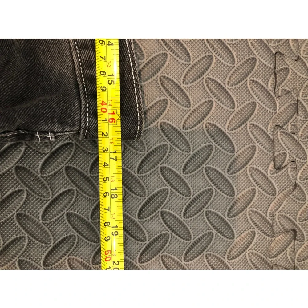 Levi's Ribcage Straight Ankle Jeans Womens 32 Black High Rise Snap Buttons